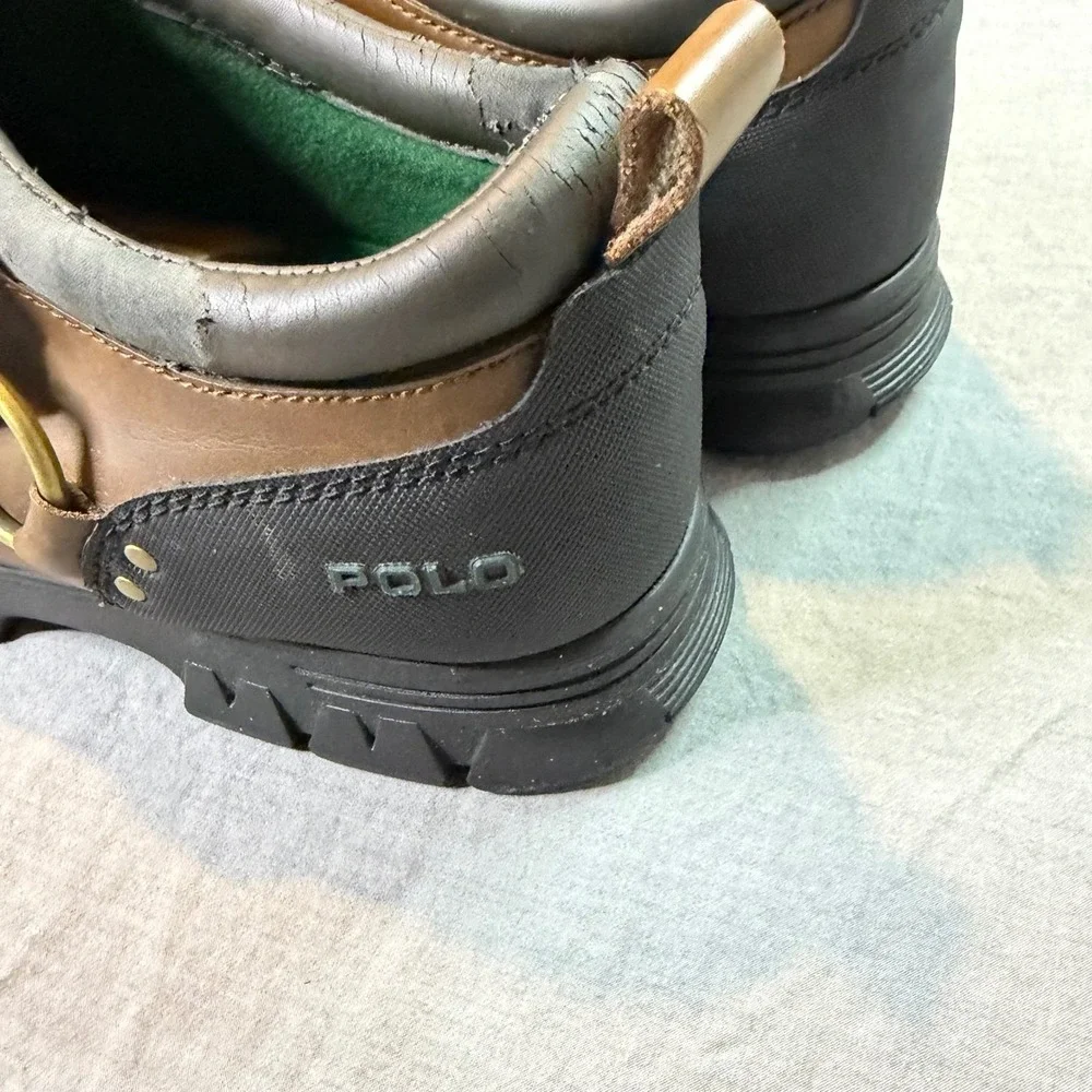 Polo Ralph Lauren Oxfordable III Mens 13D Brown Fair Zip Strap Duck Shoes 0862